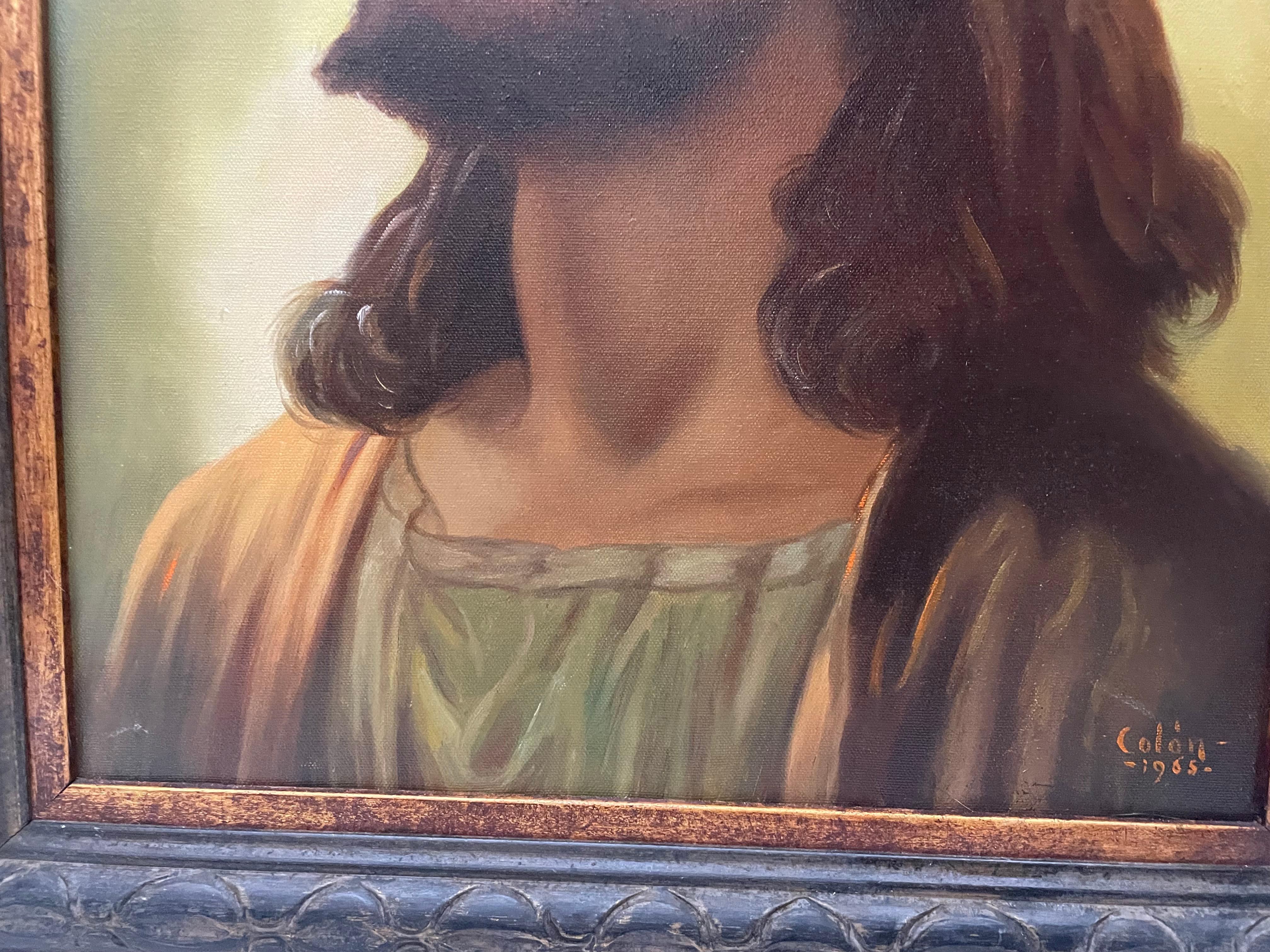 Fatto a mano Ritratto di Gesù Cristo su tela del 20° secolo in vendita