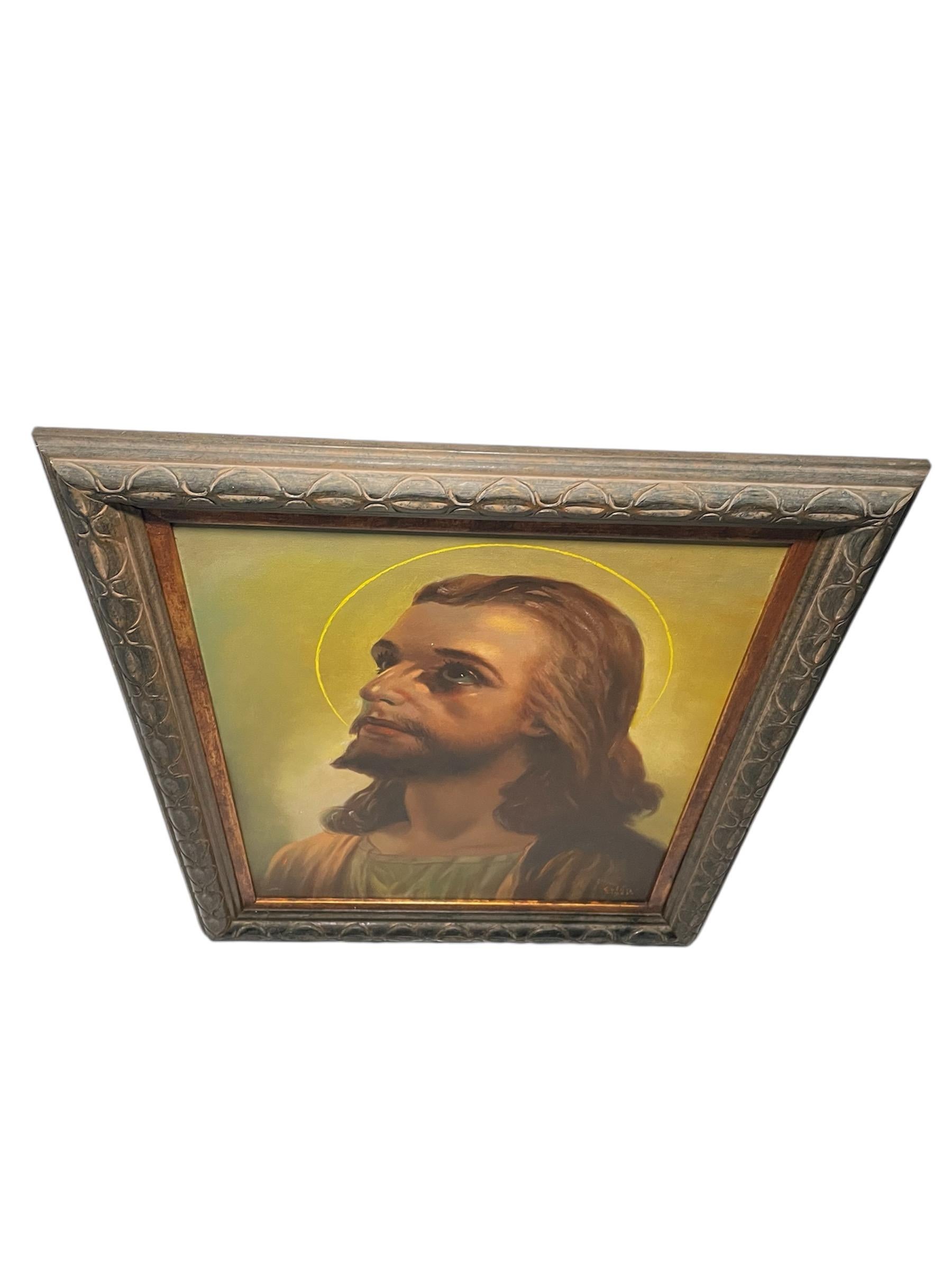 Ritratto di Gesù Cristo su tela del 20° secolo In condizioni buone in vendita a Guaynabo, PR