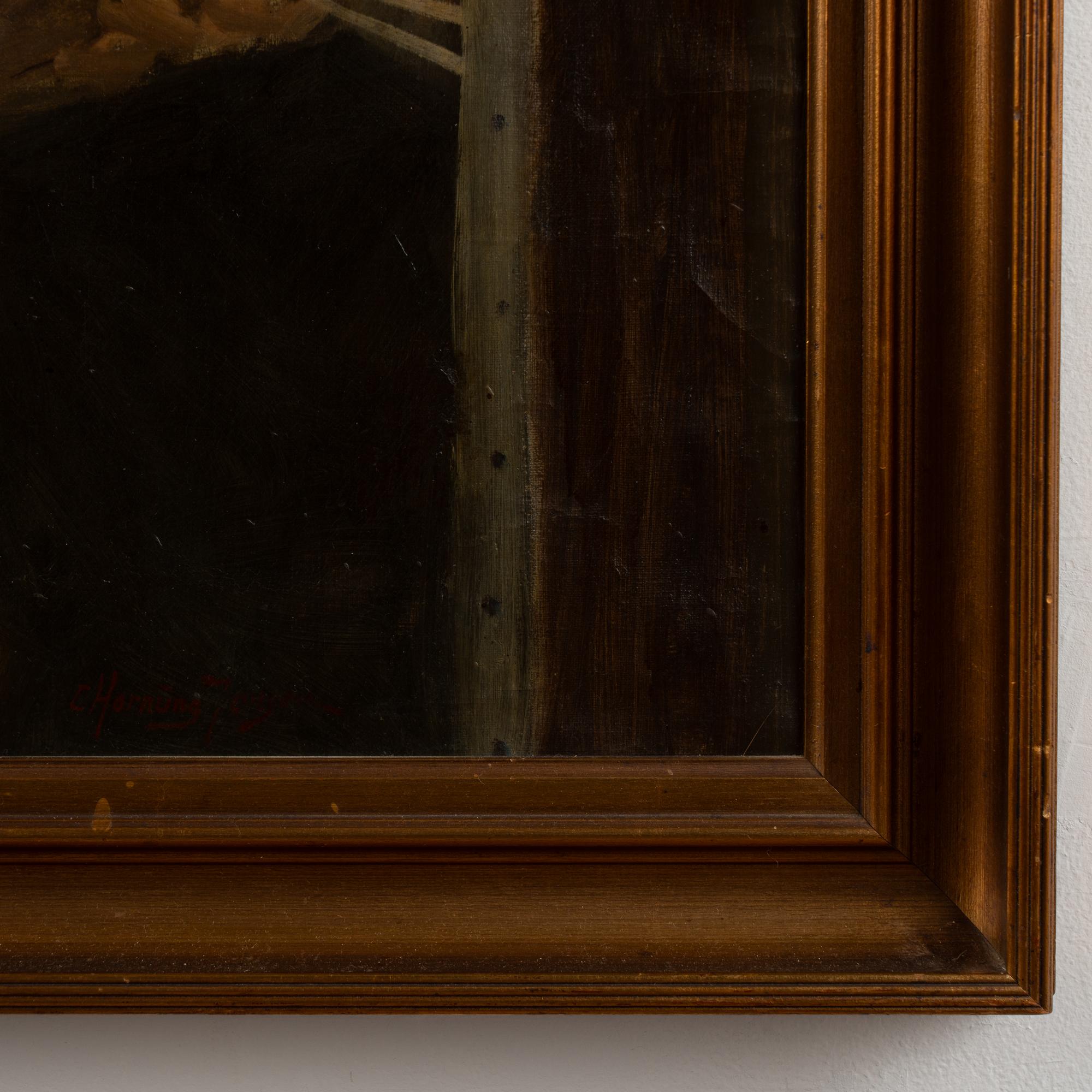 Siglo XX Óleo sobre lienzo Autorretrato del artista, firmado C. Hornung-Jensen en venta 4