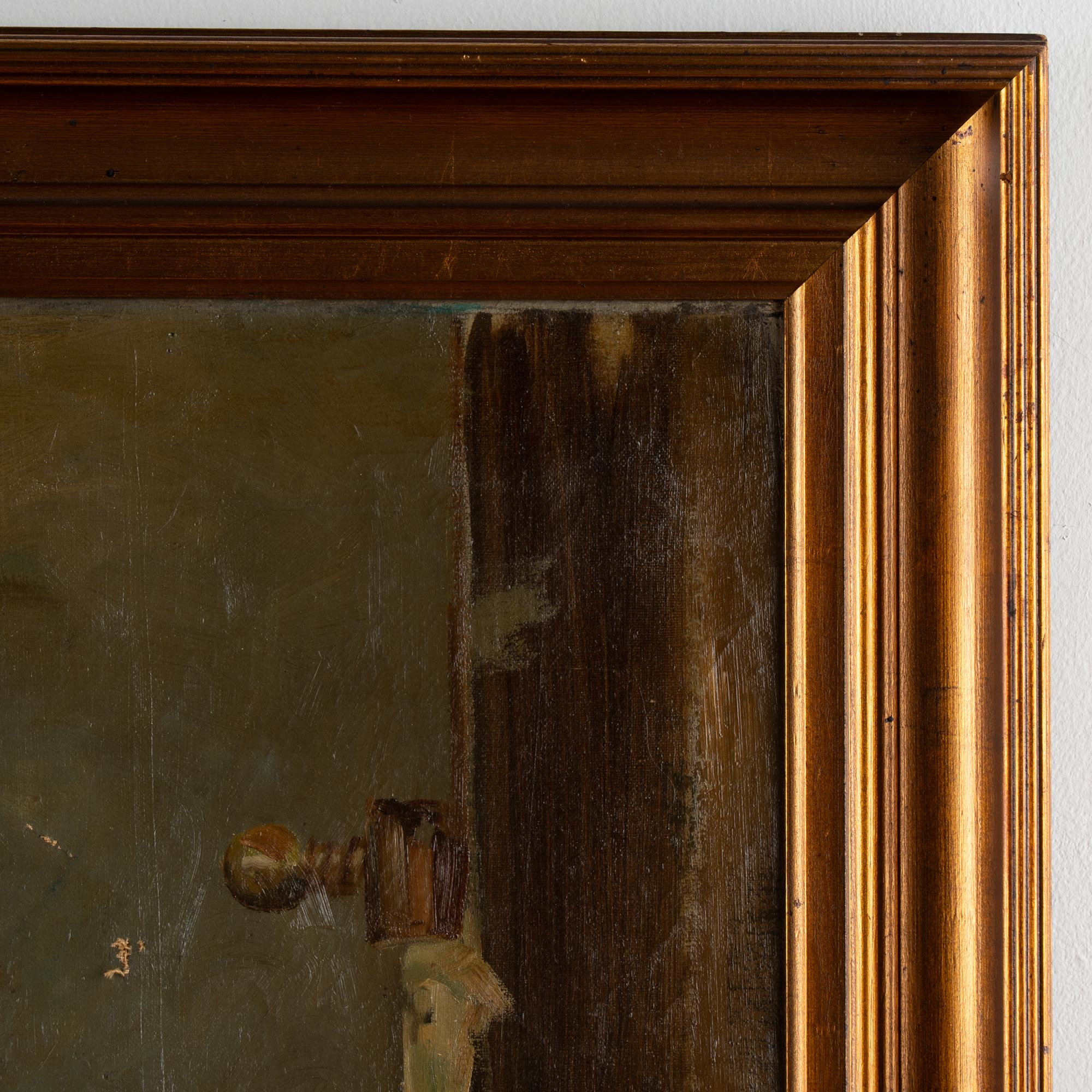 Siglo XX Óleo sobre lienzo Autorretrato del artista, firmado C. Hornung-Jensen en venta 5