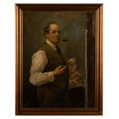 20th Century Oil on Canvas Self Portrait of Artist, Signed C. Hornung-Jensen