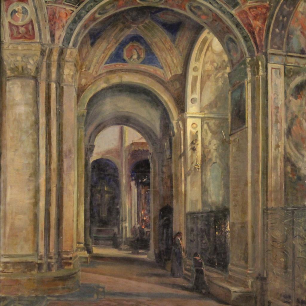 Italian huile sur toile du 20e siècle Signée et datée Peinture italienne, 1924 en vente