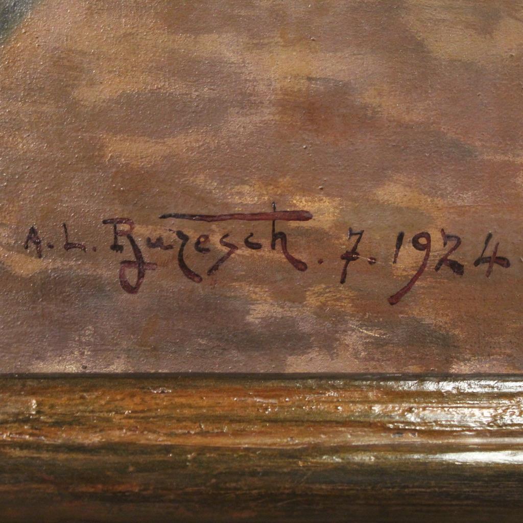 20. Jahrhundert Öl auf Leinwand Signiert und datiert Italienisches Gemälde, 1924 im Zustand „Gut“ im Angebot in Vicoforte, Piedmont