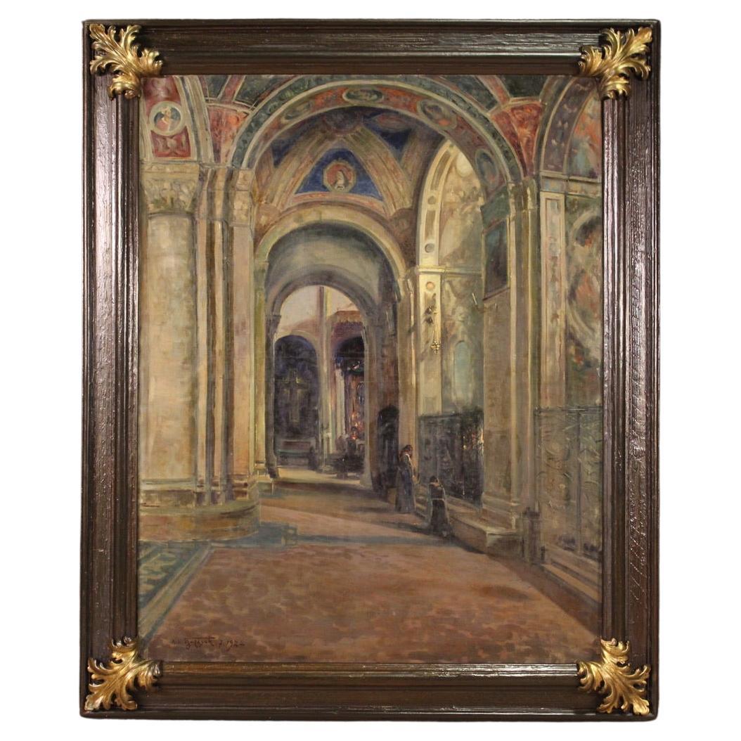 20th Century Oil on Canvas Signed and Dated Italian Painting, 1924 For Sale