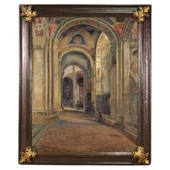 20th Century Oil on Canvas Signed and Dated Italian Painting Basilica, 1924