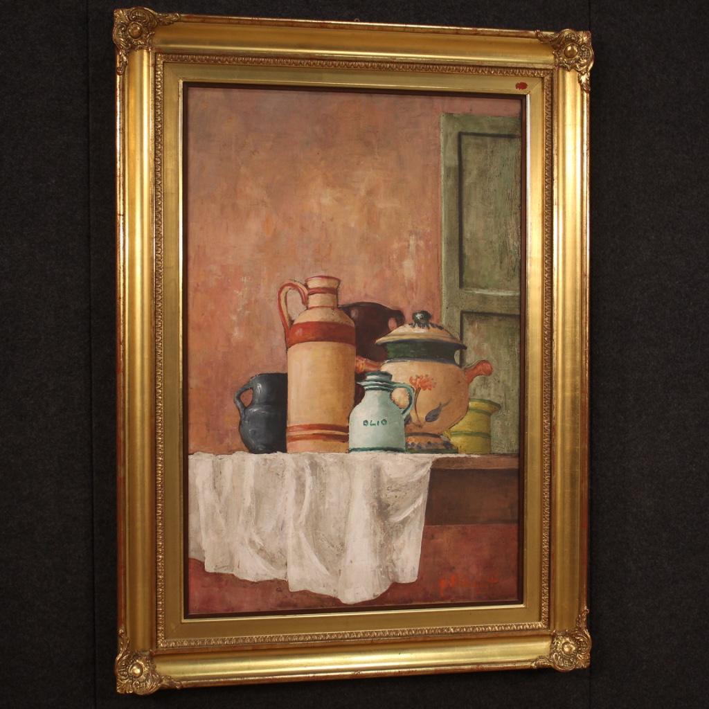 20th Century Oil on Canvas Signed and Dated Italian Still Life Painting, 1968 6