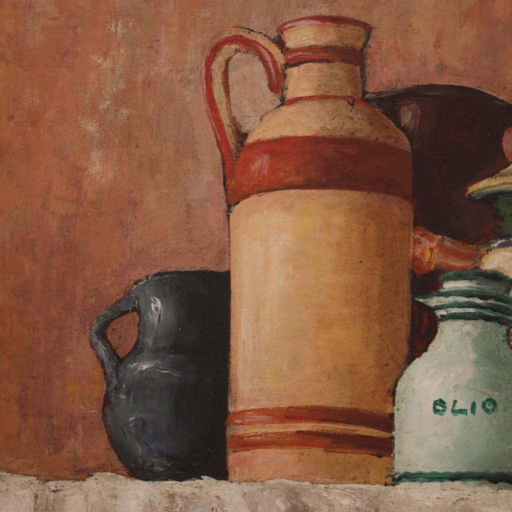 20th Century Oil on Canvas Signed and Dated Italian Still Life Painting, 1968 2