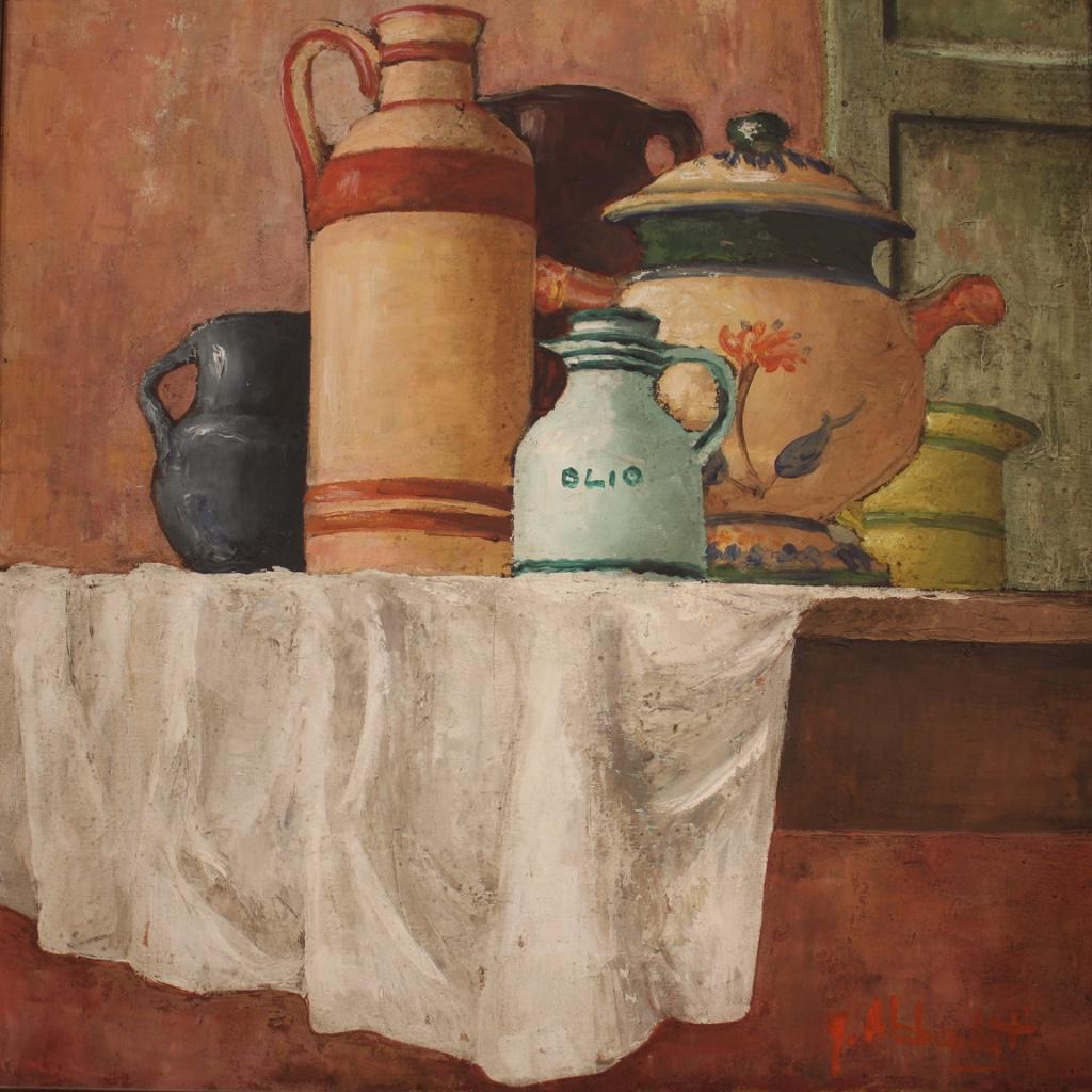 20th Century Oil on Canvas Signed and Dated Italian Still Life Painting, 1968 5