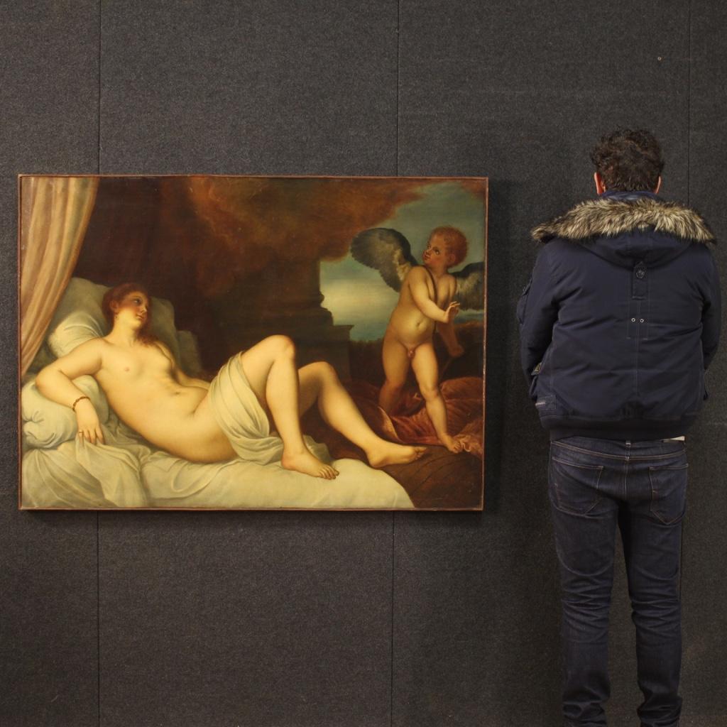 20th Century Oil on Canvas Signed Italian Painting Female Nude Danae, 1950 4