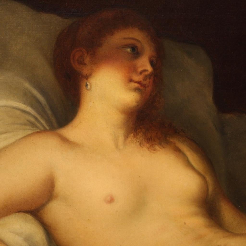 20th Century Oil on Canvas Signed Italian Painting Female Nude Danae, 1950 5