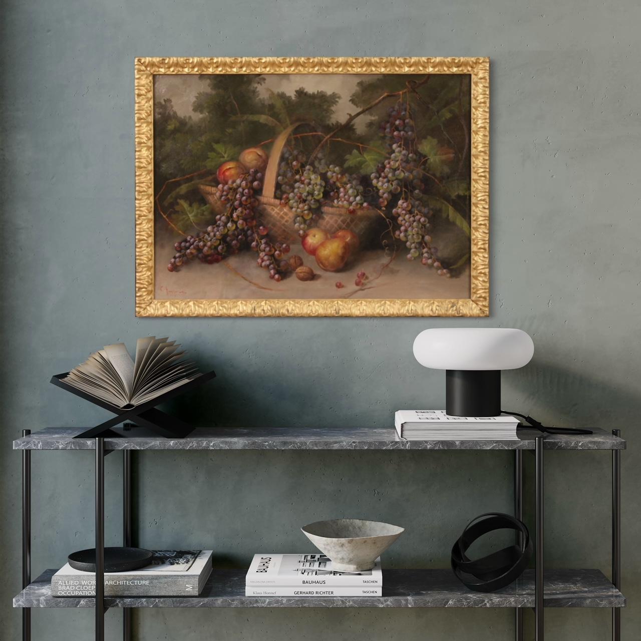 20th Century Oil On Canvas Signed Italian Still Life Painting, 1960 For Sale 8