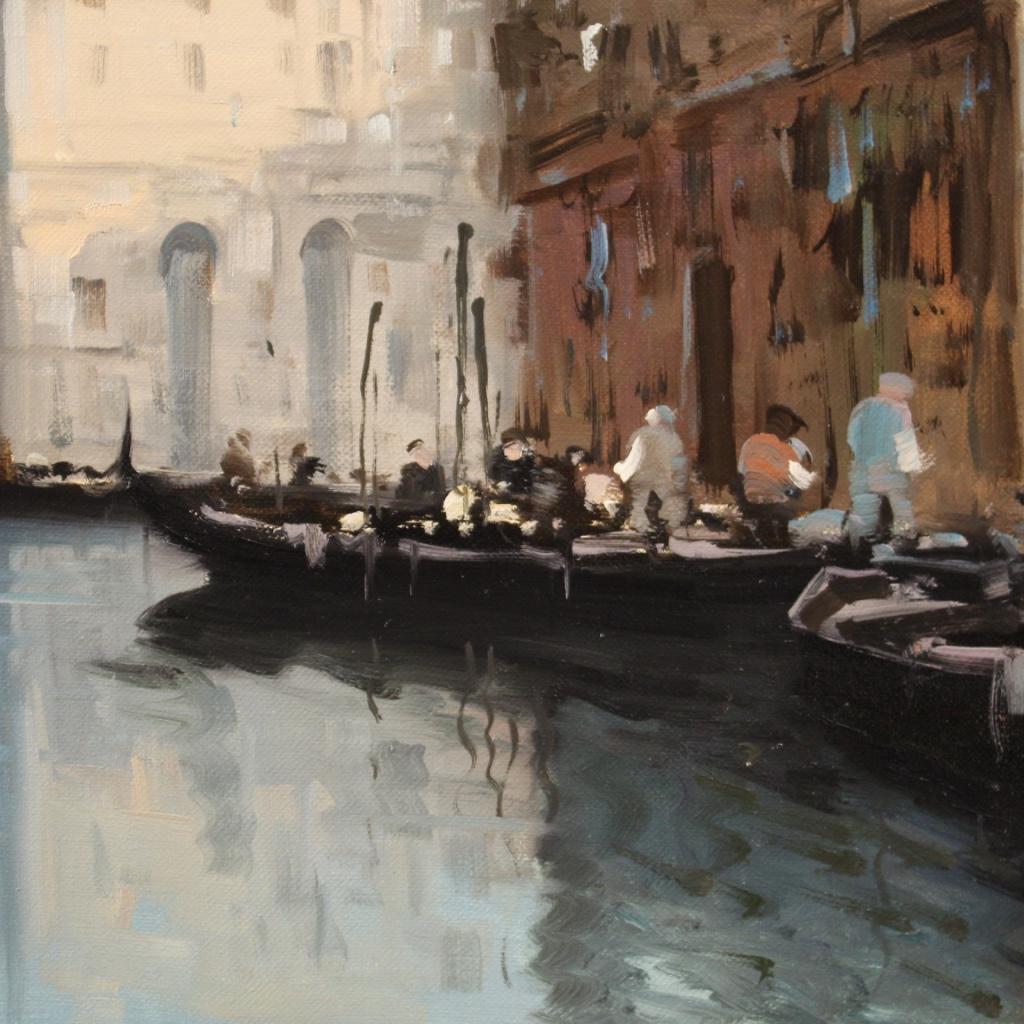 20th Century Oil on Canvas Signed Italian Venice Painting, 1970 4