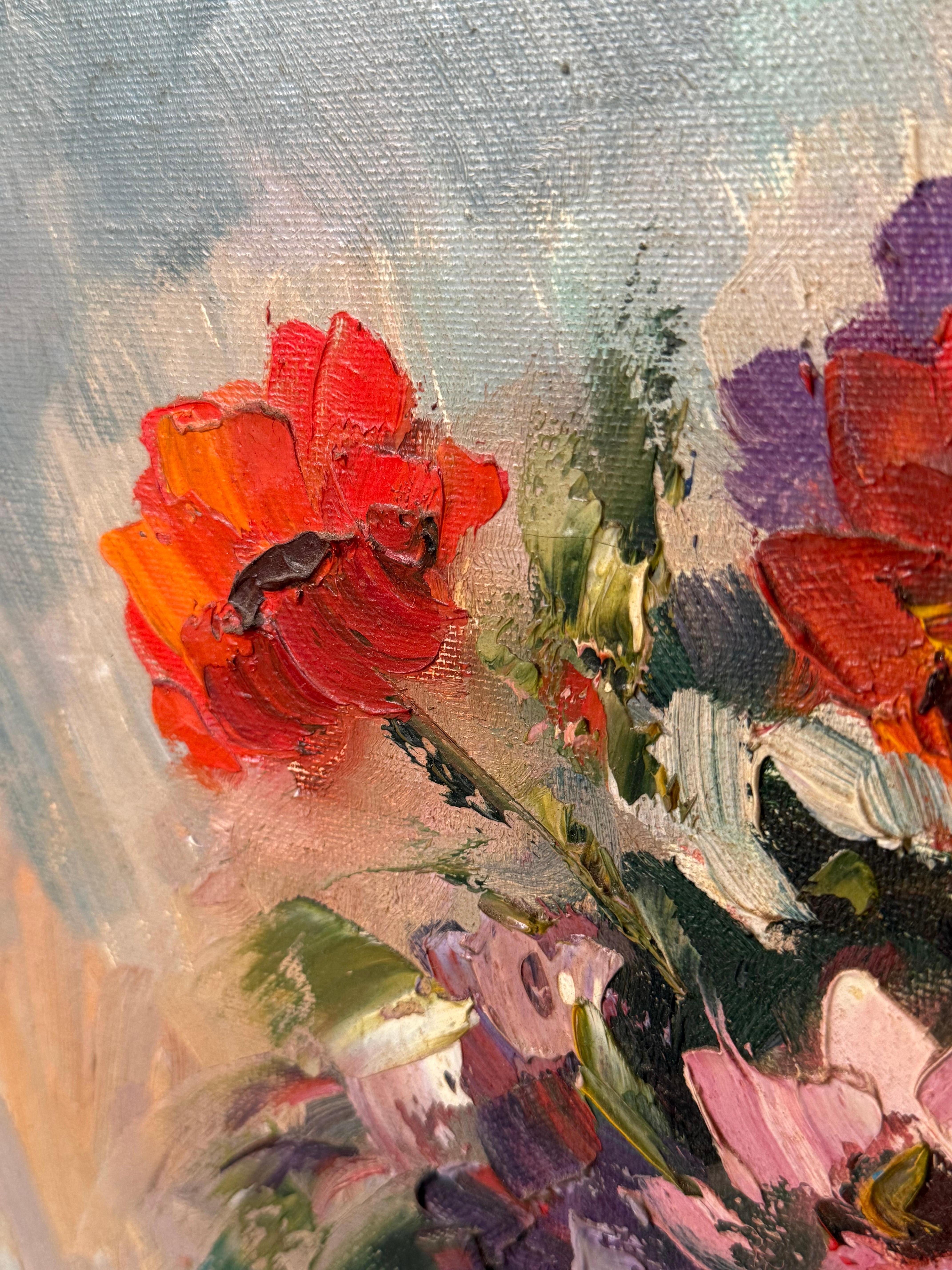 Spanische Blumengemälde, Öl auf Leinwand, 20. Jahrhundert, signiert von Chueca, Öl auf Leinwand (Neobarock) im Angebot