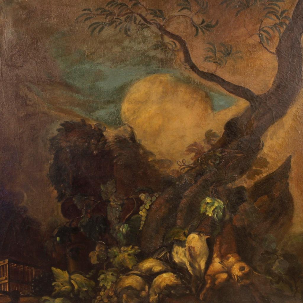 20th Century Oil on Canvas Spanish Landscape with Bushmeat and Fruit Painting