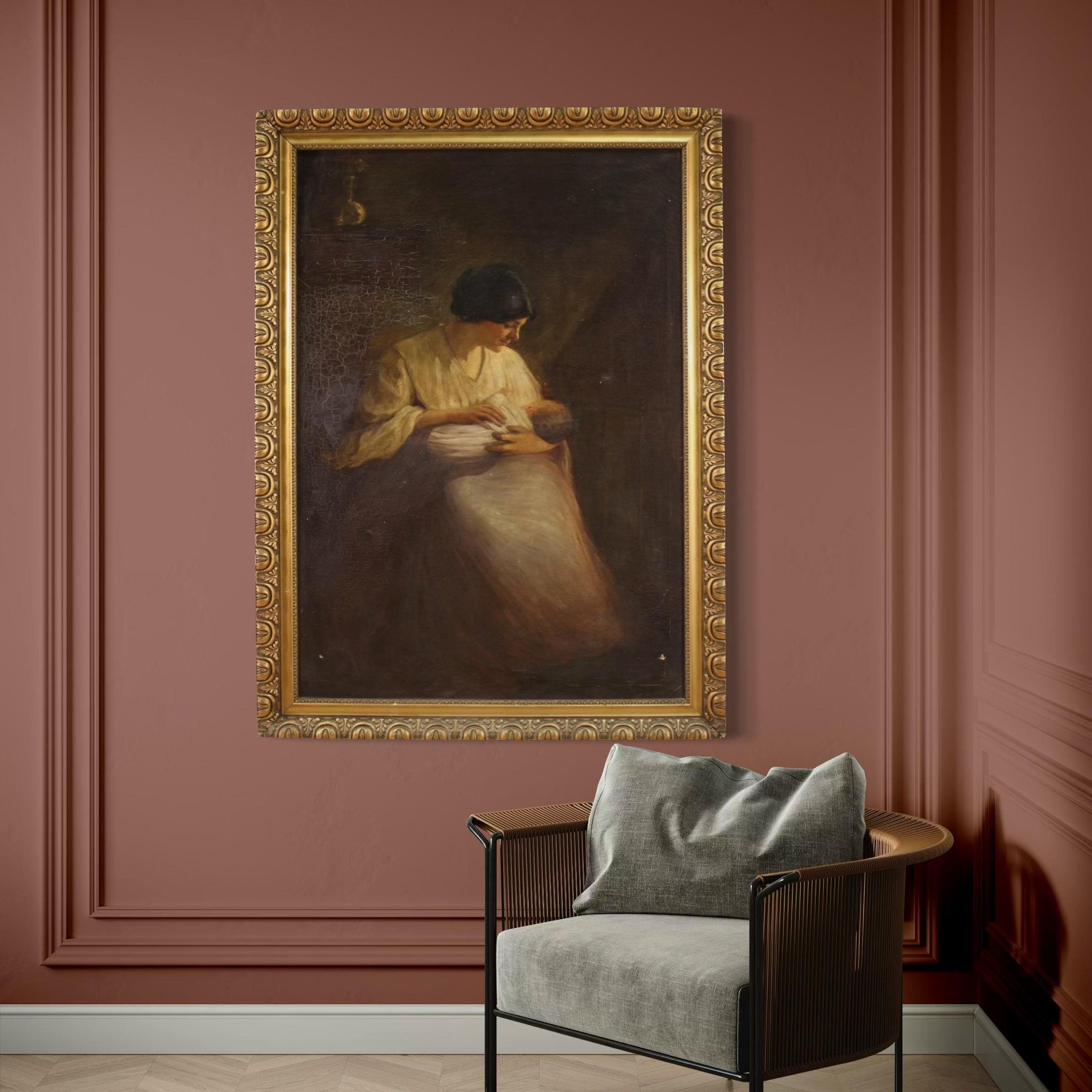 20. Jahrhundert Öl auf Leinwand Spanische Malerei Innenszene, 1920 im Angebot 5