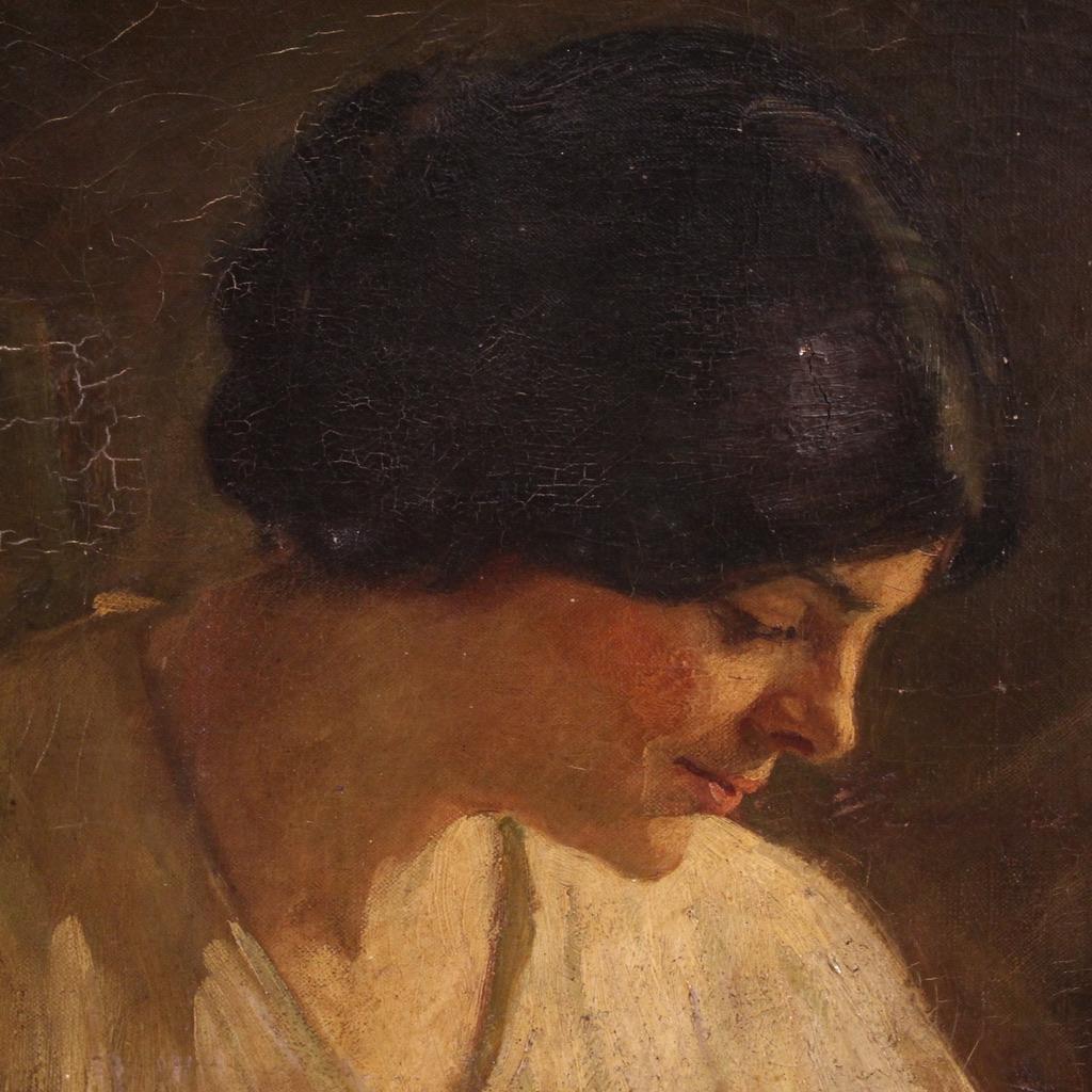 20. Jahrhundert Öl auf Leinwand Spanische Malerei Innenszene, 1920 im Angebot 7