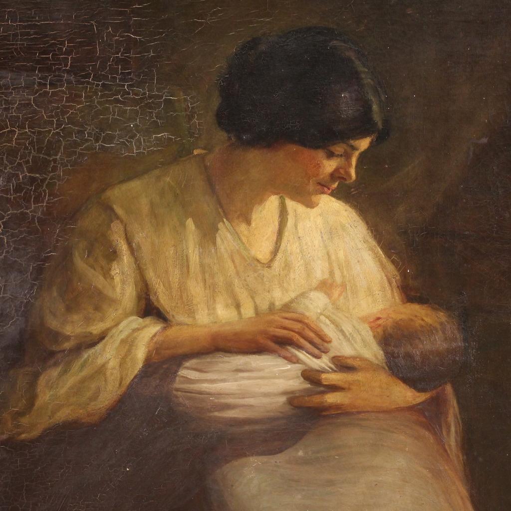 20. Jahrhundert Öl auf Leinwand Spanische Malerei Innenszene, 1920 (Frühes 20. Jahrhundert) im Angebot