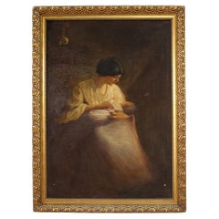 20th Century Oil on Canvas Spanish Painting Interior Scene, 1920