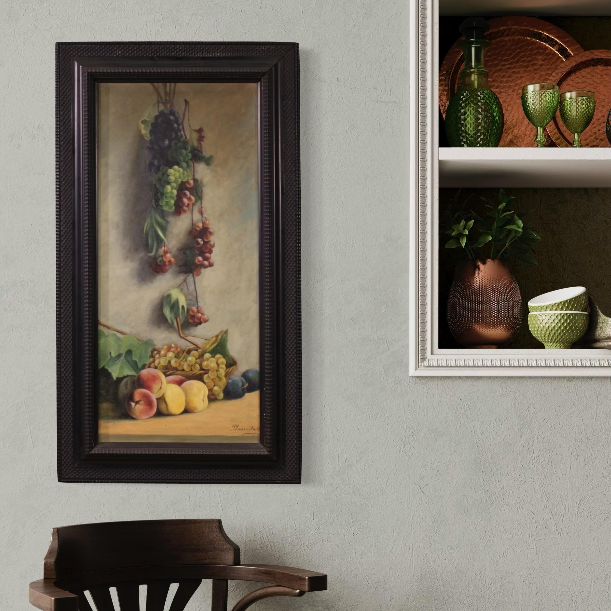 20th Century Oil on Canvas Still Life Italian Signed and Dated Painting, 1919 (Italienisch) im Angebot