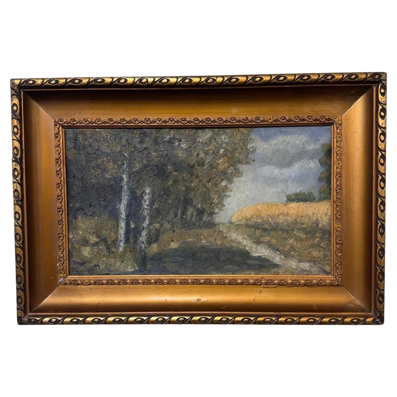 20th Century Oil on Canvas "The Forest Path" For Sale