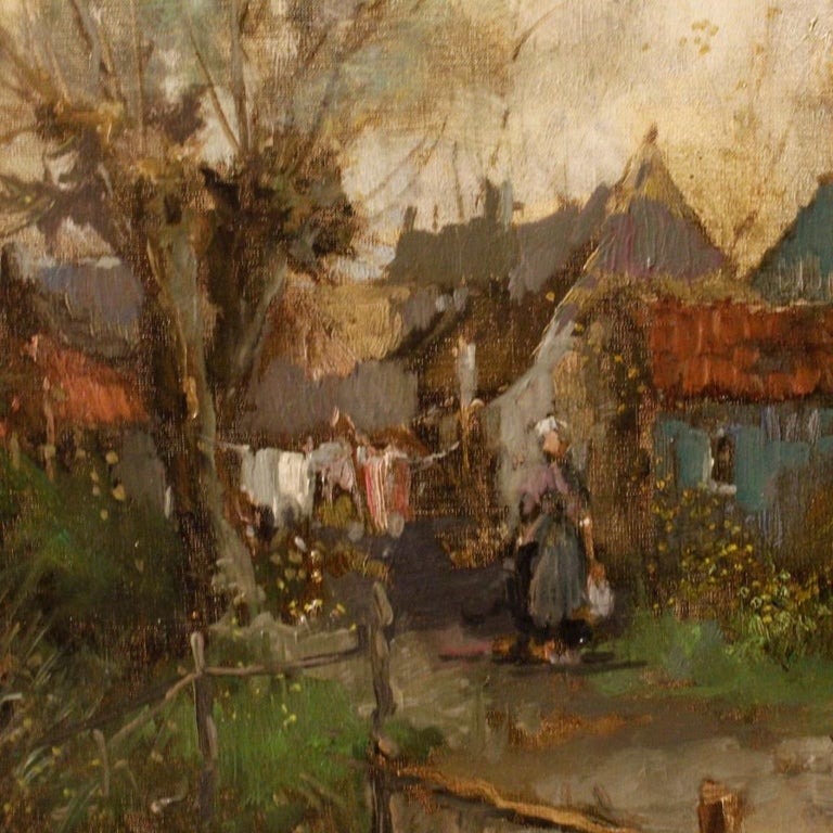 20th Century Oil On Canvas Dutch Impressionist Style Signed Landscape