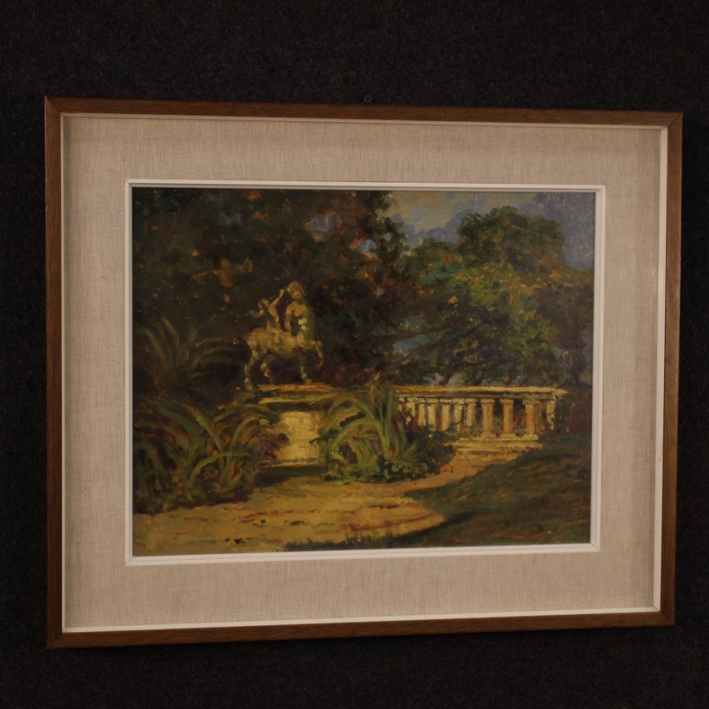 20th Century Oil on Cardboard Italian Impressionist Landscape Painting, 1970 For Sale 4