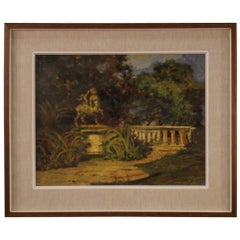 20th Century Oil on Cardboard Italian Impressionist Landscape Painting, 1970