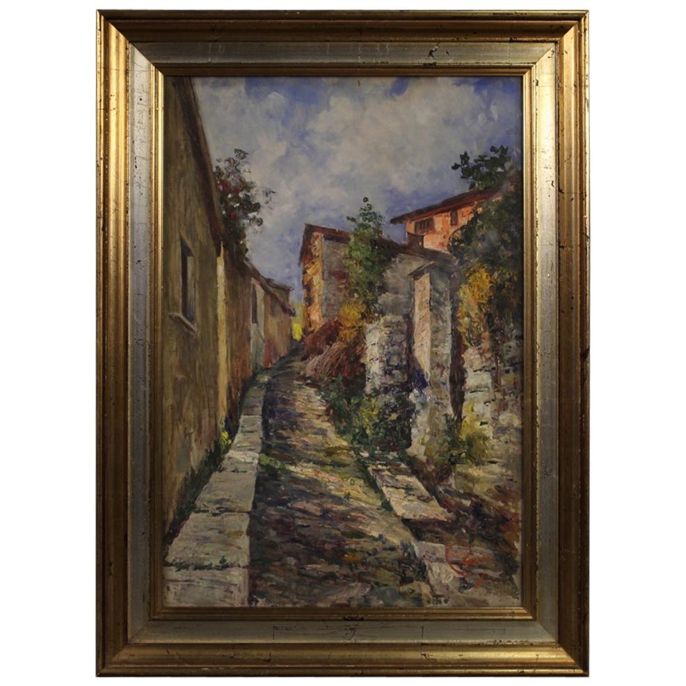 20th Century Oil on Cardboard Italian Impressionist Style Landscape Painting