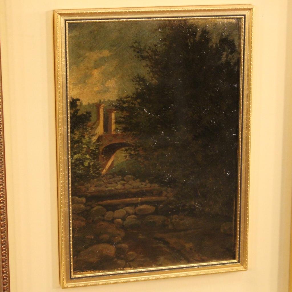 20th Century Oil on Cardboard Italian Landscape Painting, 1970 For Sale 7
