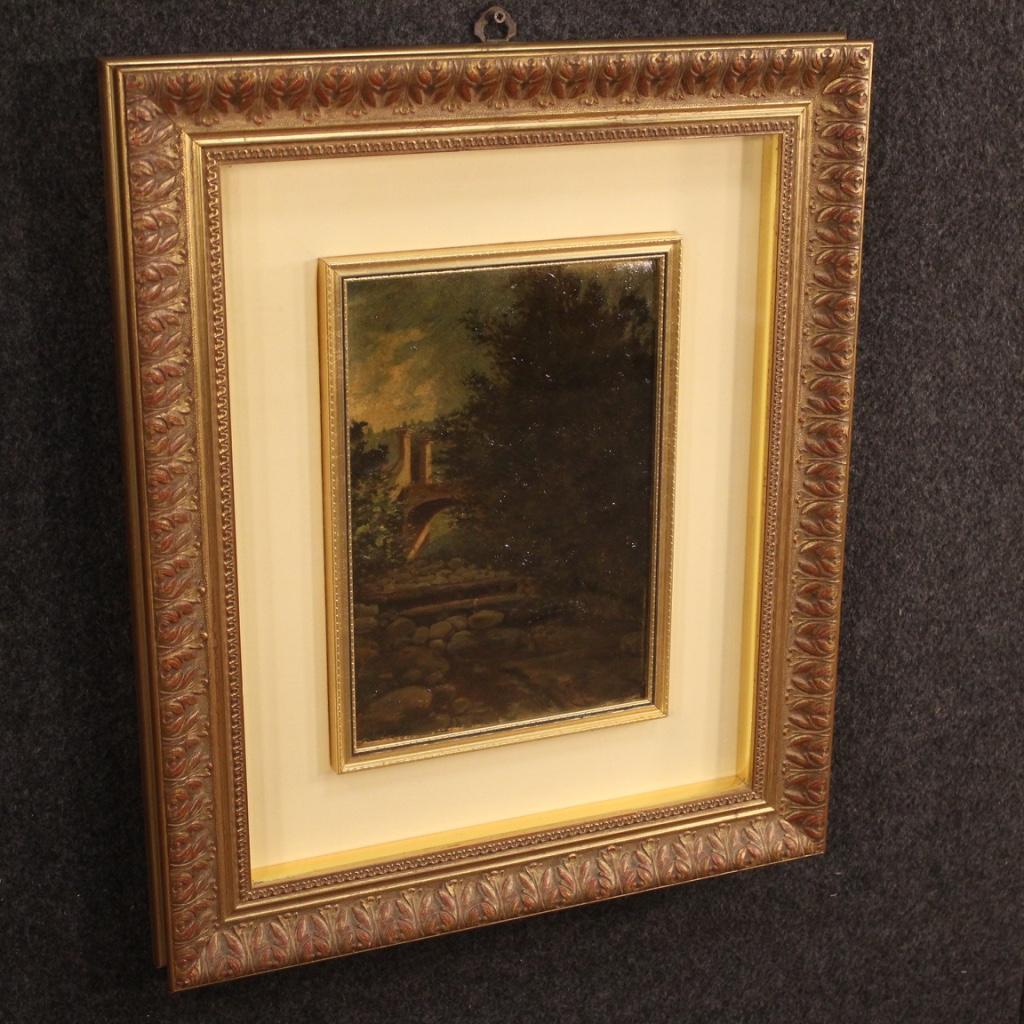 20th Century Oil on Cardboard Italian Landscape Painting, 1970 For Sale 1