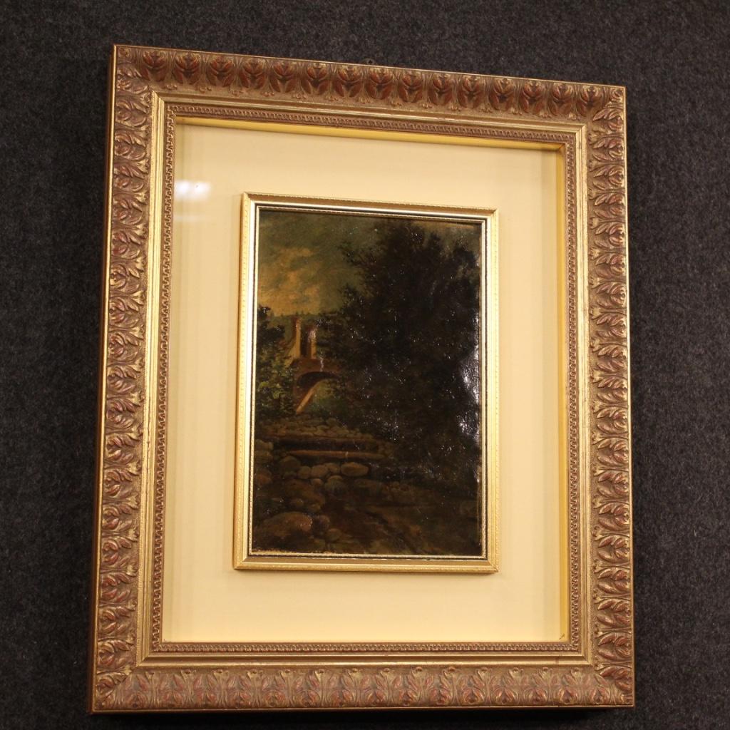 20th Century Oil on Cardboard Italian Landscape Painting, 1970 For Sale 4