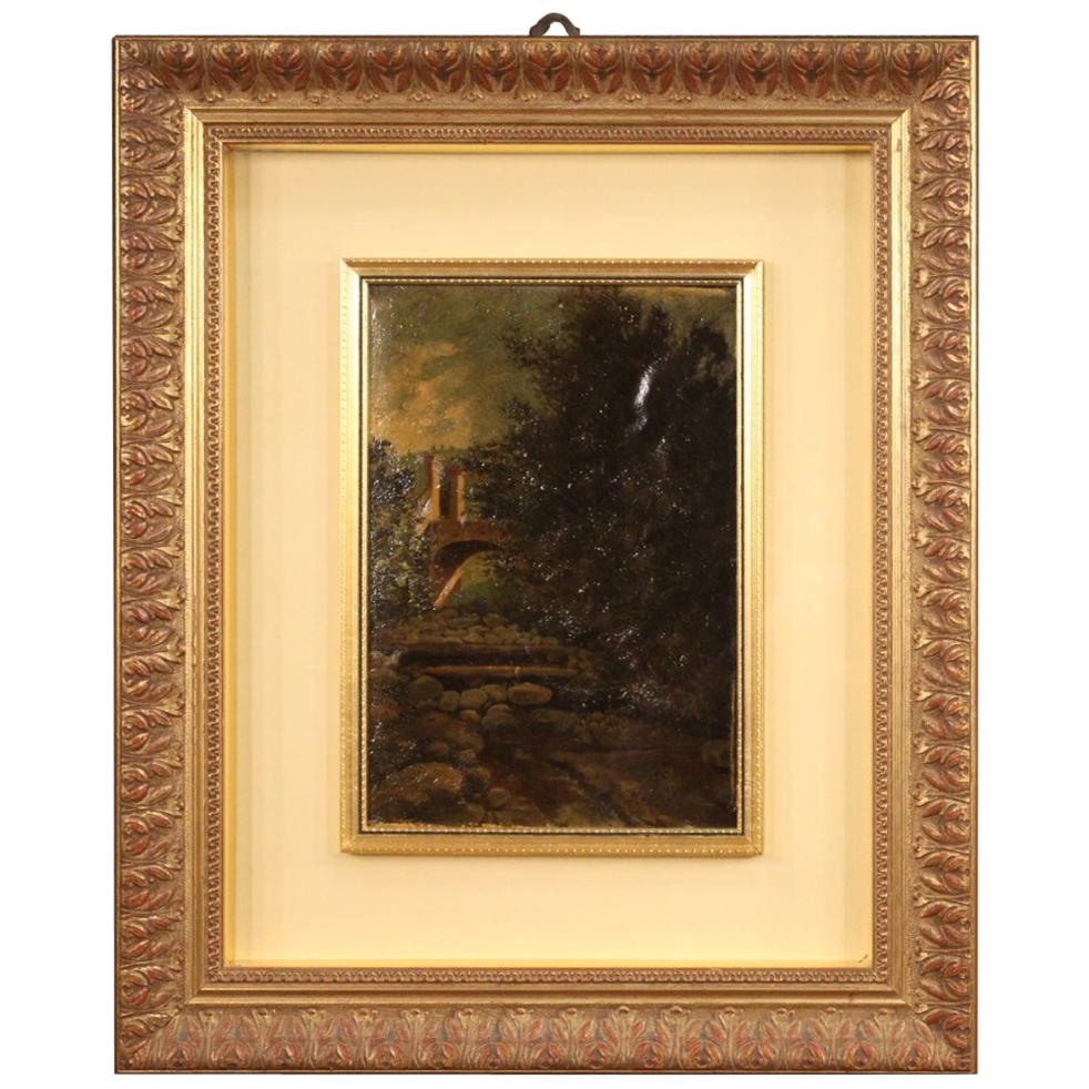20th Century Oil on Cardboard Italian Landscape Painting, 1970 For Sale