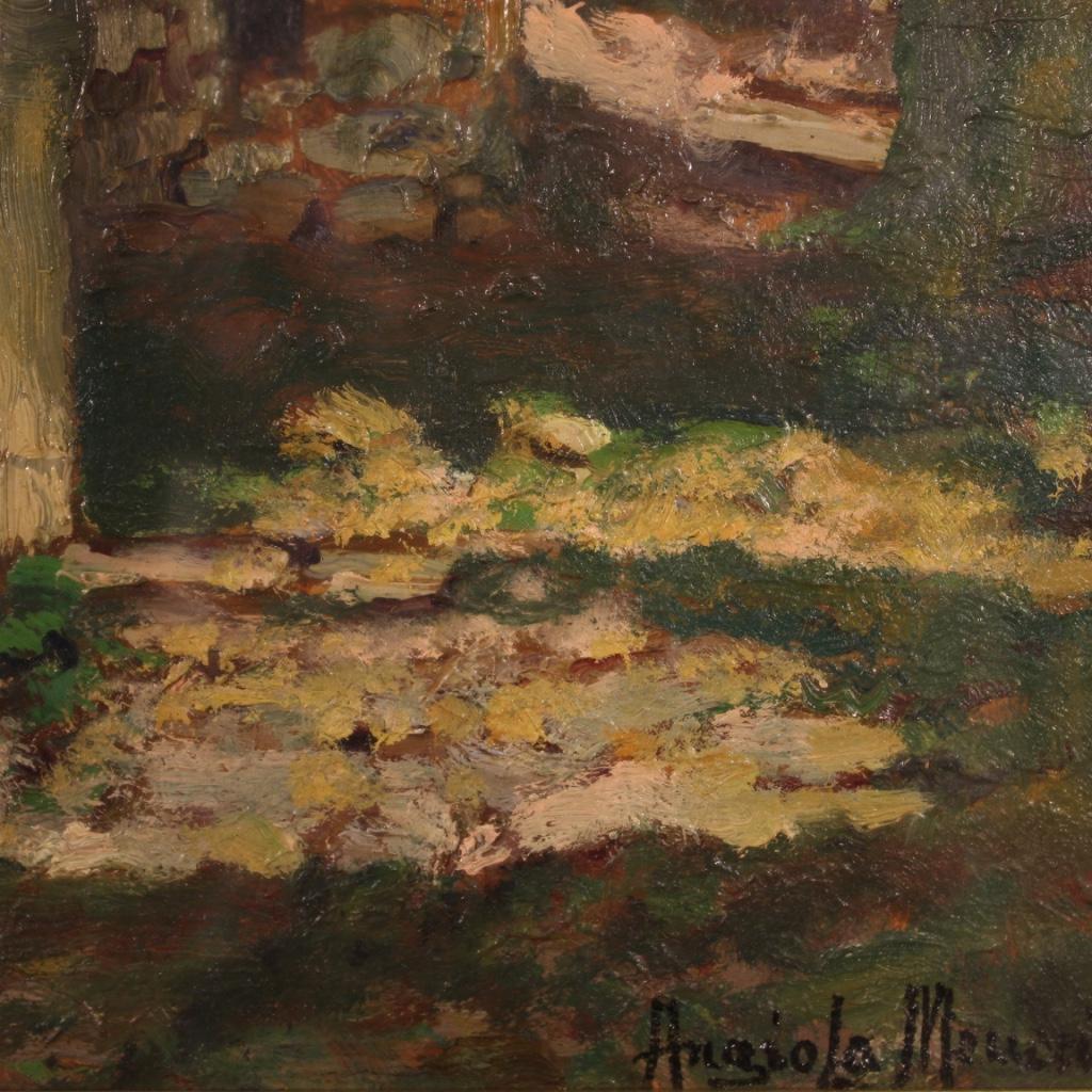 20th Century Oil on Cardboard Italian Signed Landscape Painting, 1960 For Sale 6