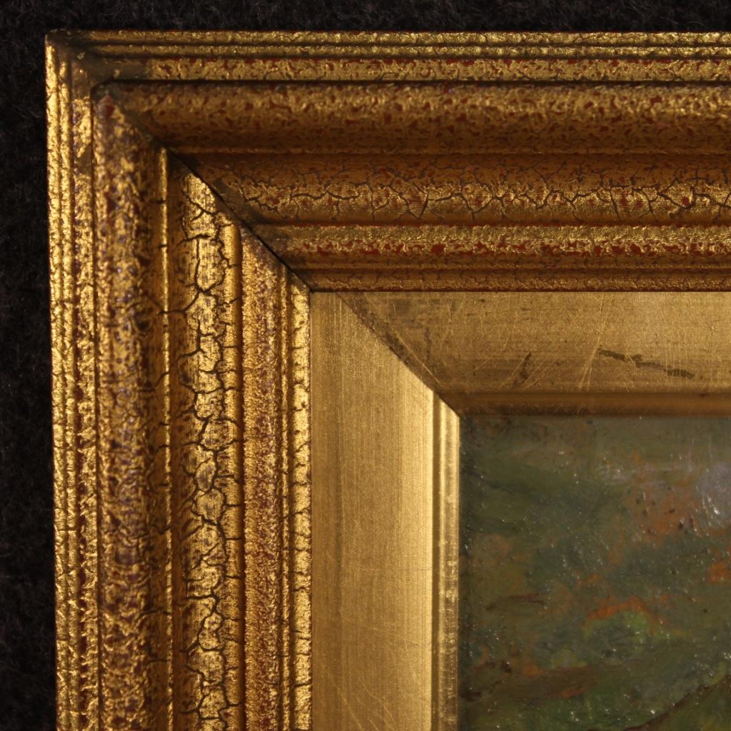 Óleo sobre cartón del siglo XX Pintura de paisaje firmada en italiano, 1960 en Bueno estado para la venta en Vicoforte, Piedmont