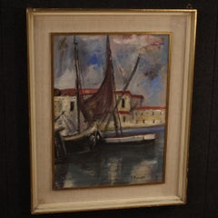 20th Century Oil on Cardboard Italian Signed Seascape Painting, 1970