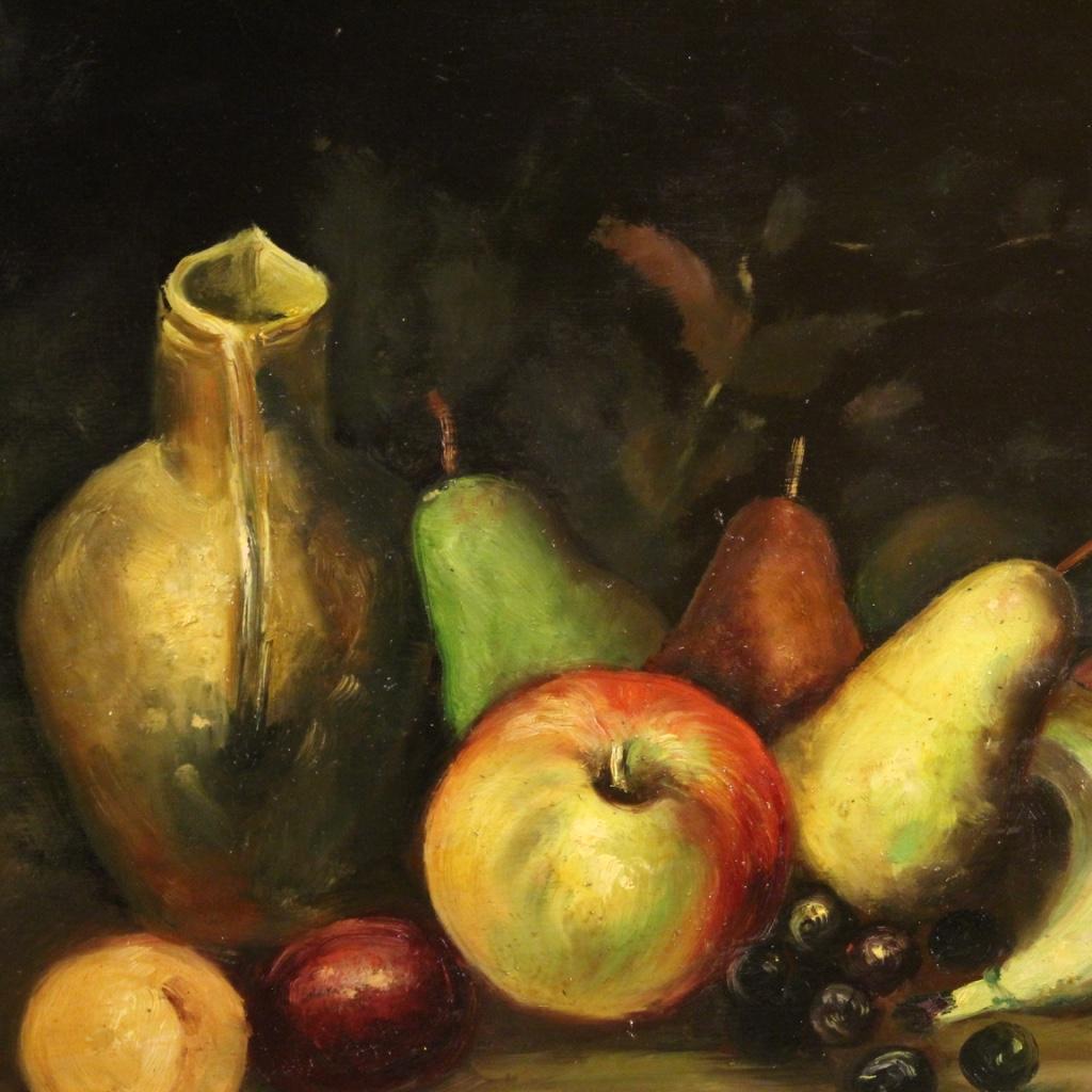 20th Century Oil on Cardboard Italian Signed Still Life Painting, 1970 In Good Condition In Vicoforte, Piedmont