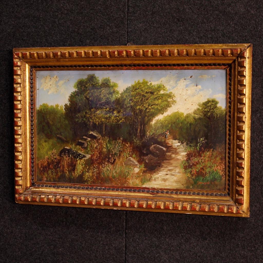 Pair of 20th Century Oil on Cardboard Italian Signed Landscape Paintings, 1960 In Good Condition In Vicoforte, Piedmont