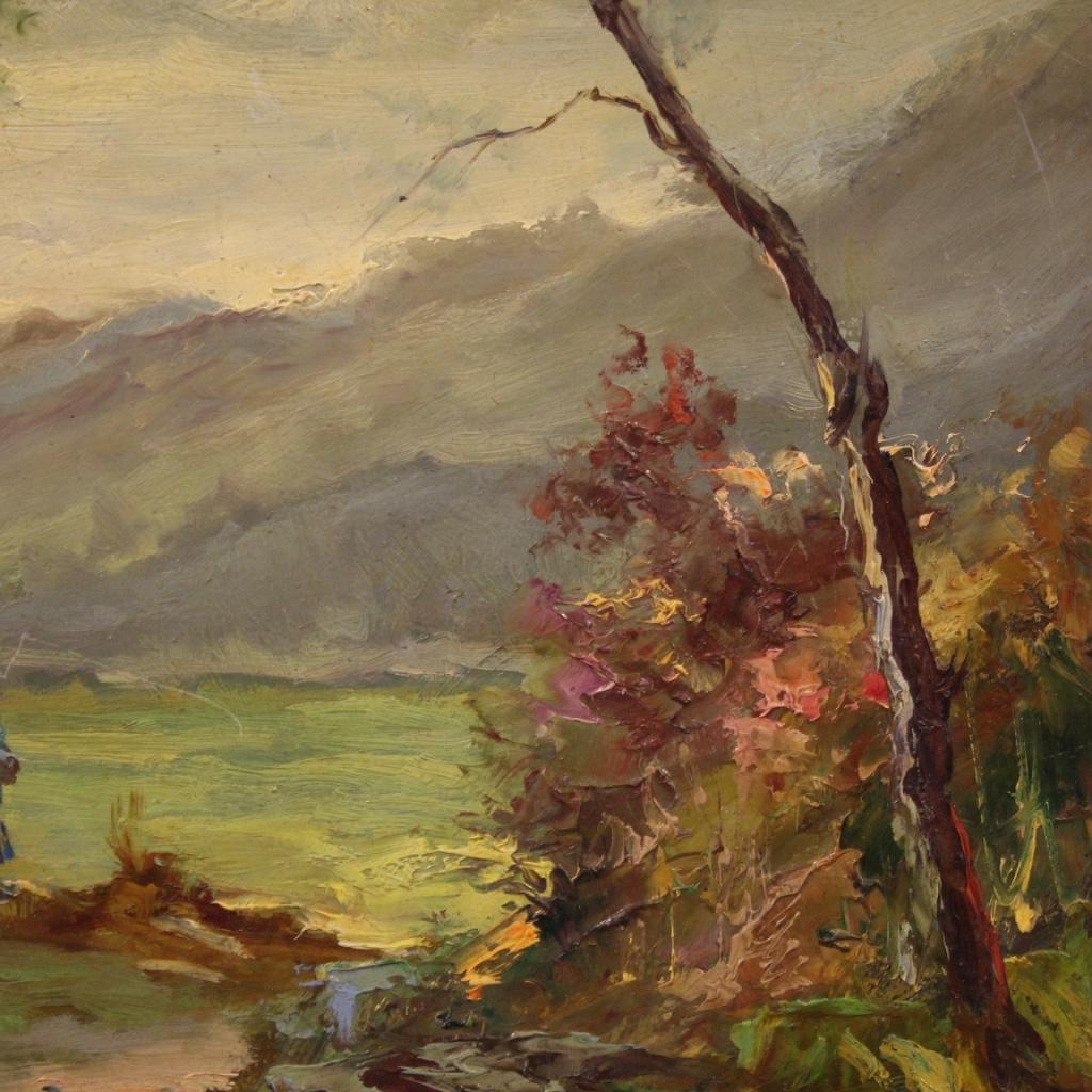 20th Century Oil on Hardboard Italian Signed Landscape Painting, 1960 1