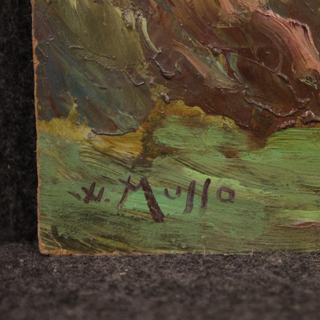 20th Century Oil on Hardboard Italian Signed Landscape Painting, 1960 5