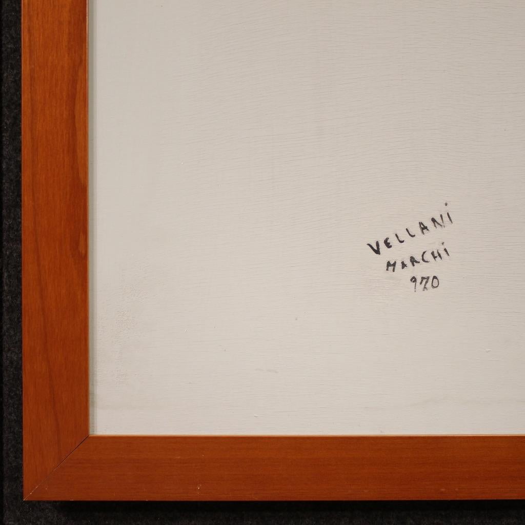 20. Jahrhundert Öl auf Masonit Weiblicher Akt Signiert Vellani Marchi Gemälde, 1970 im Zustand „Gut“ im Angebot in Vicoforte, Piedmont