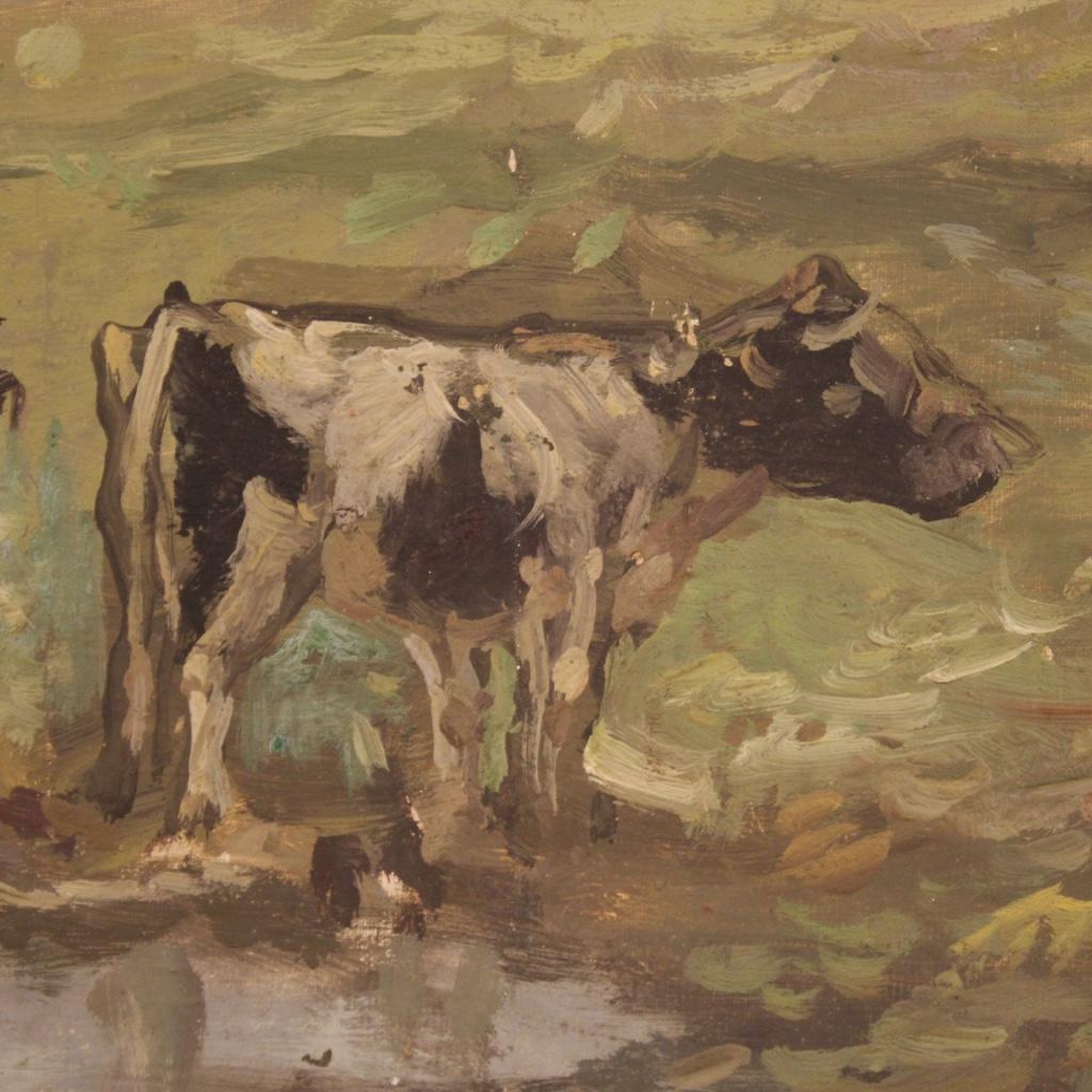 20th Century Oil on Masonite French Signed Landscape Painting, 1950s For Sale 7