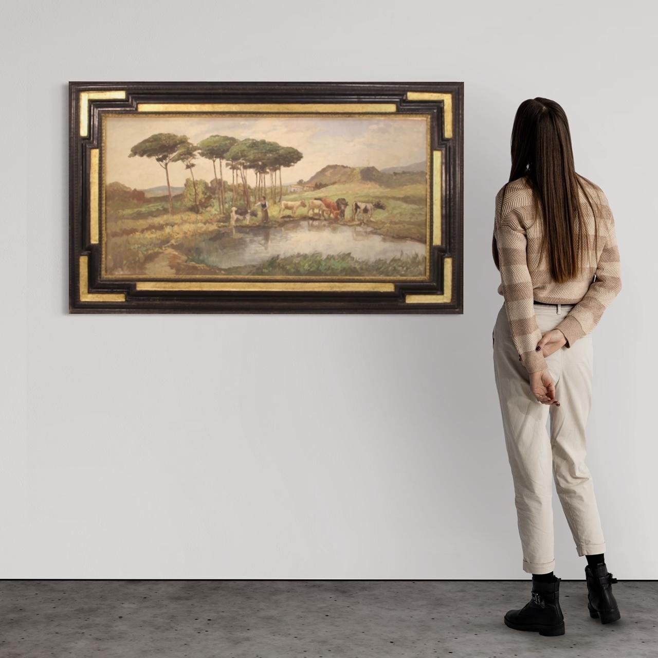 20th Century Oil on Masonite French Signed Landscape Painting, 1950s In Good Condition For Sale In Vicoforte, Piedmont