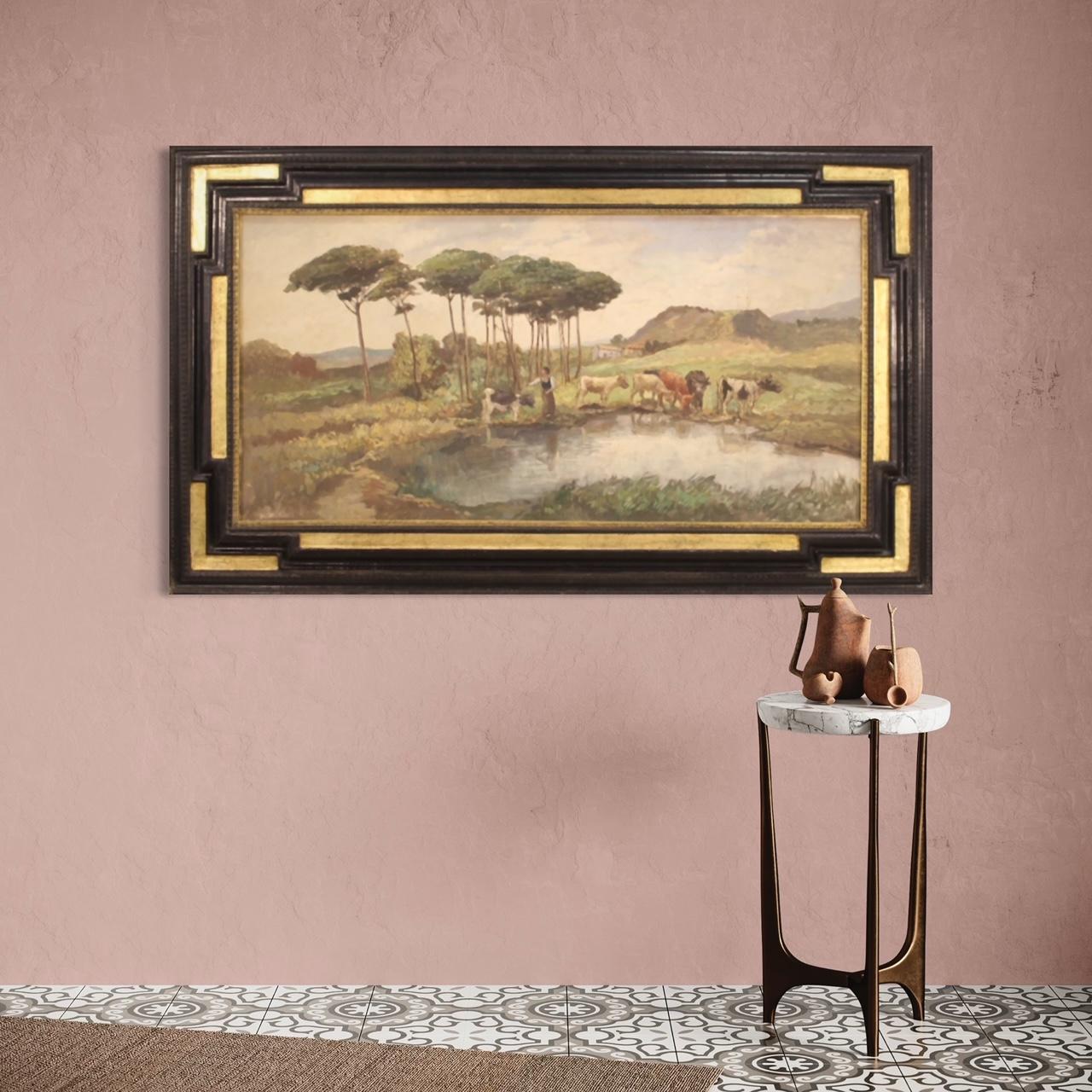 20th Century Oil on Masonite French Signed Landscape Painting, 1950s For Sale 2