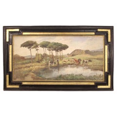 20th Century Oil on Masonite French Signed Landscape Painting, 1950s