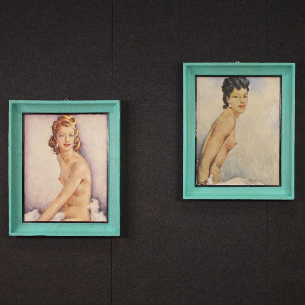 20th Century Oil on Masonite French Signed Nude Female Painting, 1960 1