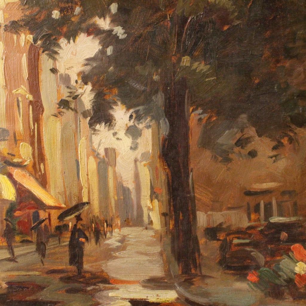 20th Century Oil on Masonite French Signed Painting with City View, 1960 7
