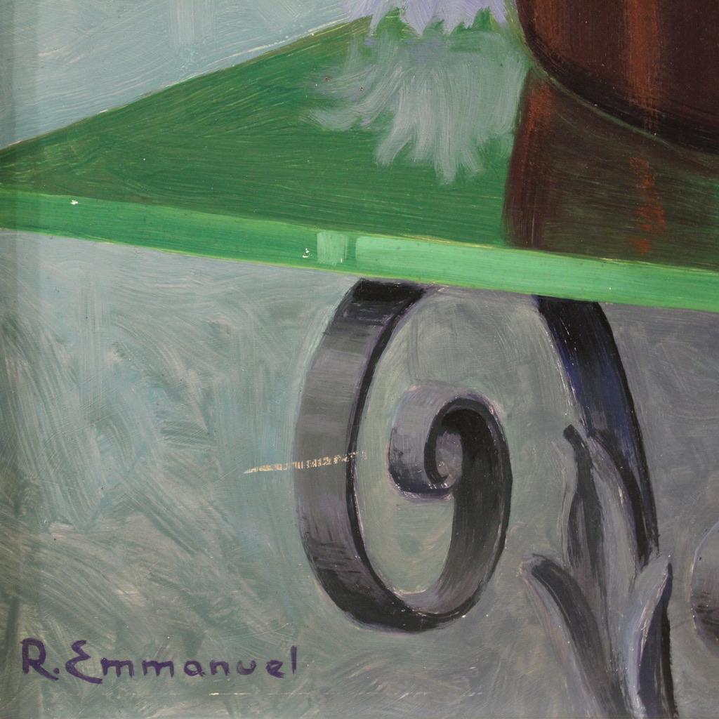 20. Jahrhundert Öl auf Masonit Französisch signiert Stillleben Gemälde, 1960 im Angebot 6
