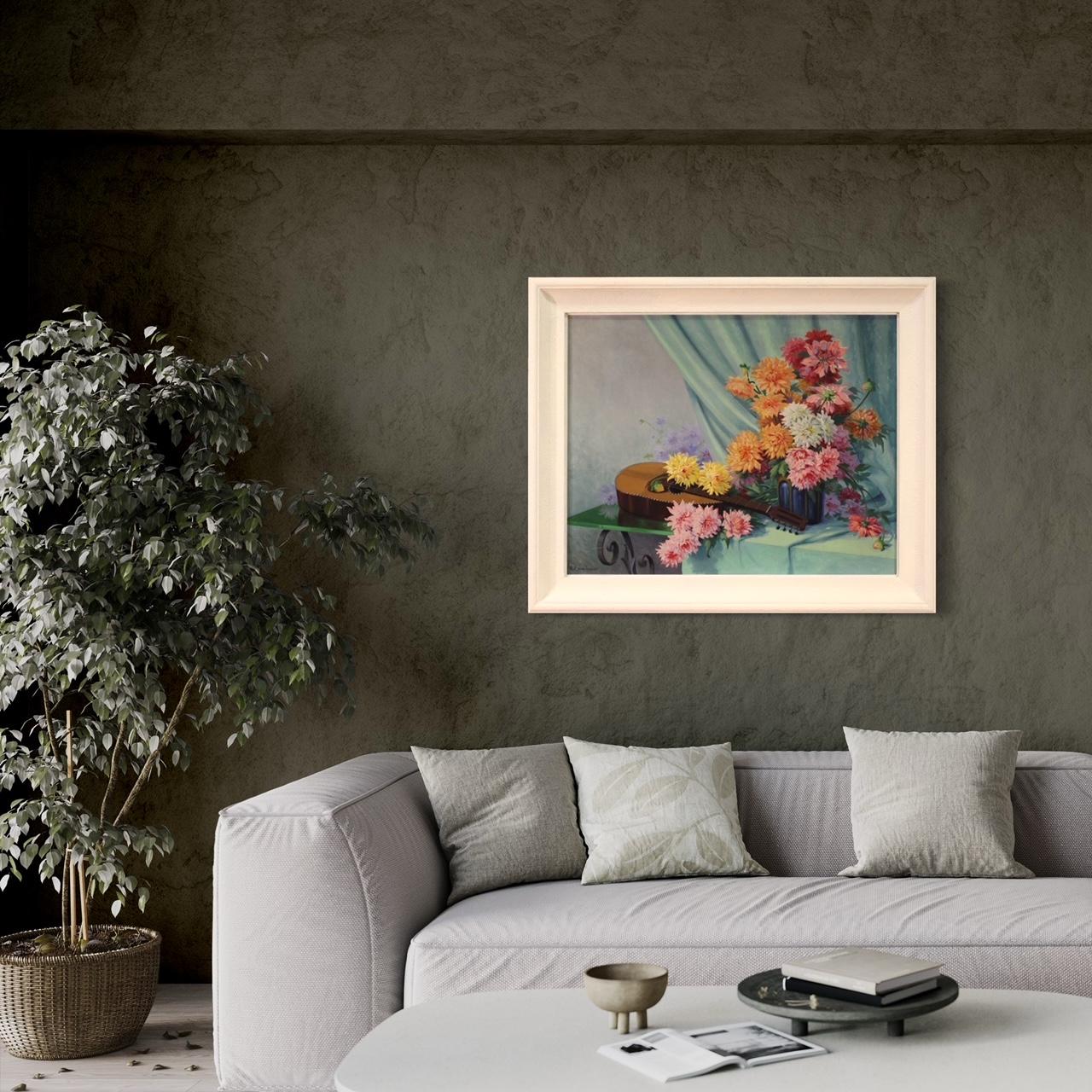 20. Jahrhundert Öl auf Masonit Französisch signiert Stillleben Gemälde, 1960 im Angebot 10