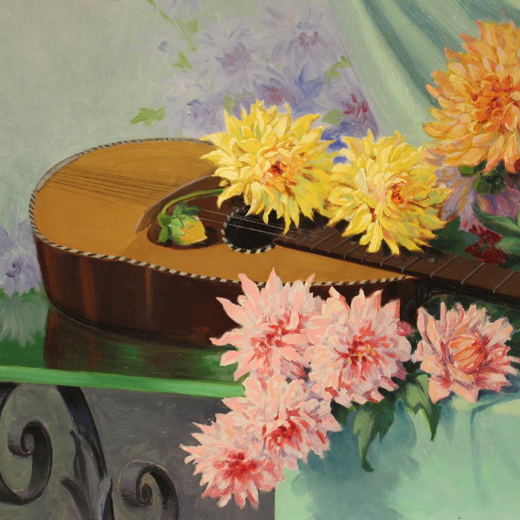 20th Century Oil on Masonite French Signed Still Life Painting, 1960 In Good Condition For Sale In Vicoforte, Piedmont