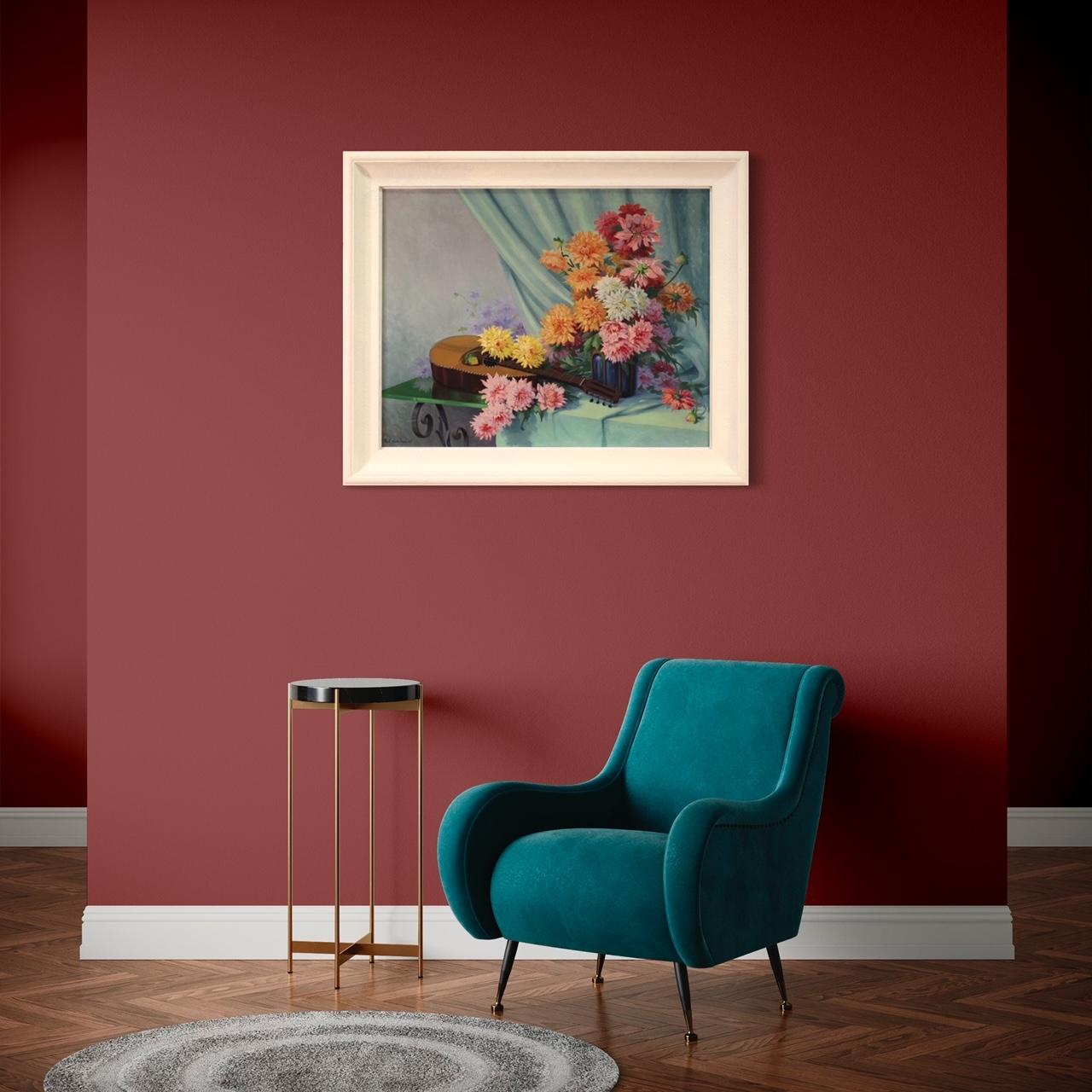20. Jahrhundert Öl auf Masonit Französisch signiert Stillleben Gemälde, 1960 im Angebot 3